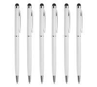QUARKZMAN 6uds Metal Óptico Lápiz Pluma Bolígrafo Pluma 2 en 1 Universal Retráctil Tinta Pluma con Óptico Lápiz Puntas para Todos Capacitivo Táctil Pantalla Dispositivo, Blanco