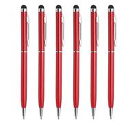 QUARKZMAN 6uds Metal Óptico Lápiz Pluma Bolígrafo Pluma 2 en 1 Universal Retráctil Tinta Pluma con Óptico Lápiz Puntas para Todos Capacitivo Táctil Pantalla Dispositivo, Rojo