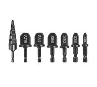 QUARKZMAN 7Pcs Juego De barrenas Para Herramienta De Recalcar Negro | 1/4" 3/8" 1/2" 5/8" 3/4" 7/8", Expansor De Tubos Para Reparación HVAC, Con Herramienta De Aleteado 5 En 1