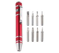 QUARKZMAN 8 En 1 Mini Destornillador De Bolsillo Tipo Bolígrafo CR-V Multifunción Pequeño Con Punta Magnética Y Cabezales Phillips Y Plano Para Computadora Gafas Rojo