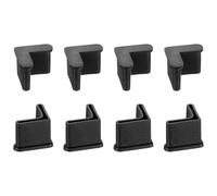 QUARKZMAN 8 fundas de goma de 1 x 1 pulgadas, en forma de L, almohadillas para patas de muebles, tapas de extremo, protección de suelos, hierro antideslizante para estanterías, color negro