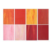 QUARKZMAN 8 Hojas de Vidrio de Colores, 4 x 6 Pulgadas, Azulejos de Vidrio de Mosaico Variados para Proyectos de Bricolaje, Decoración de Manualidades en Casa, Serie Roja