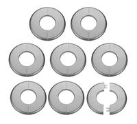 QUARKZMAN 8 Pcs Brida Dividida De Pared 44mm/1.7" Placas De Cubierta De Fontanería Autoadhesivas ABS Plástico Placa Redonda Escudo Diseño De Hebilla Para Tubería Baño Cocina Decoración Gris