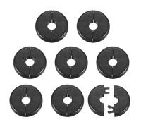 QUARKZMAN 8 Pcs Brida Dividida Para Pared 11mm/0.4" Placas Cubierta Fontanería Autoadhesivas Plástico ABS Placa Redonda Escudete Diseño Hebilla Para Decoración Tuberías Agua En Baño Negro