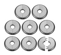 QUARKZMAN 8 Pcs Brida Pared Dividida 17mm/0.7" Placas Cubierta Fontanería Autoadhesivas ABS Plástico Placa Escutcheon Redonda Diseño Hebilla Para Tubería Decoración Baño Cocina Gris
