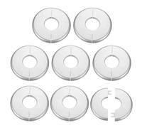 QUARKZMAN 8 Pcs Brida Pared Dividida 33.5mm/1.3" Placas Fontanería Autoadhesivas ABS Plástico Placa Redonda Escutcheon Diseño Hebilla Para Tubería Baño Cocina Decoración, Color Plateado