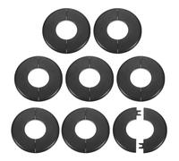 QUARKZMAN 8 Pcs Brida Pared Dividida 44mm/1.7" Placas Cubierta Fontanería Autoadhesivas ABS Plástico Placa Escudo Redondo Diseño Hebilla Para Decoración Tuberías Baño Y Cocina, Negro