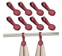 QUARKZMAN 8 Pcs Clips Magnéticos Para Toallas De Cocina, Soporte De Toalla De Cuero Clip Multiusos Ganchos Para Manos Accesorios De Cocina Para Barras Y Estantes De Hornos, Rojo