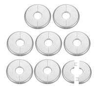 QUARKZMAN 8 Pcs Flange Pared Dividido 22.5mm/0.9" Placas Cubierta Fontanería Autoadhesivas ABS Plástico Redondo Placa Escudo Diseño Hebilla Para Tubería Baño Cocina Decoración, Plateado