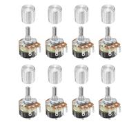 QUARKZMAN 8 Pcs Potenciómetro Rotativo De 500K Ohm, WH138 3 Pines Una Vuelta Lineal Resistencia Variable Con Interruptor Para Regulación De Velocidad De Inversor, Plateado