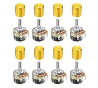 QUARKZMAN 8 Pcs Potenciómetro Rotatorio De 10K Ohm, WH138 3 Pines Una Vuelta Taper Lineal Resistencia Variable Con Interruptor Para Regulación De Velocidad De Inversor, Dorado