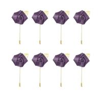 QUARKZMAN 8 Pcs Ramilletes de Novio Alfileres de Ramillete de Rosa 2"x3.5" para Hombres Ceremonia de Boda Aniversario Cena Formal Fiesta Decoración Traje Morado