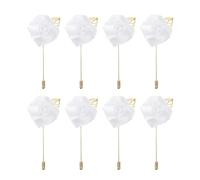 QUARKZMAN 8 Pcs Ramilletes de Novio Alfileres de Ramillete de Rosa 2"x3.5" para Hombres Ceremonia de Boda Aniversario Cena Formal Fiesta Decoración de Traje Blanco
