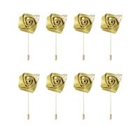 QUARKZMAN 8 Pcs Ramilletes de Novio Alfileres de Ramillete de Rosa 2"x3.5" para Hombres Ceremonia de Boda Aniversario Cena Formal Fiesta Decoración de Traje Dorado