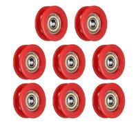 QUARKZMAN 8 Pcs Rodamientos Guía Plásticos Tipo U Con Ranura 6x30.8x10.3mm, Ruedas Rodillos Poleas Tipo U, (Rojo)