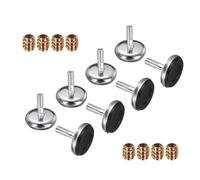 QUARKZMAN 8 Pezzi Regolatori M6 Regolabili per Mobili, 1.1 X 1.1 Piedini Livellamento A Vite con 8 Pezzi Dadi Di Accoppiamento 0.47" Antiscivolo Protettore Pavimento per Tavolo Sedia