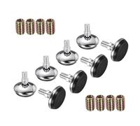 QUARKZMAN 8 Pezzi Regolatori M8 Regolabili per Mobili, 1.3 x 1.28 Piedini Livellamento con Vite E 8 Pezzi Dadi Di Accoppiamento 0.79" Antiscivolo Protettore Pavimento per Tavolo Sedia