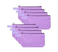 QUARKZMAN 8 Piezas Bolsa De Maquillaje De Lona De Algodón 7.5x5.1 Estuche De Maquillaje con Cremallera Y Correa Multipropósito Bolsas De Cremallera Blancas para De Aseo Bolsa Morado