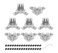 QUARKZMAN 8 Piezas Conectores De Esquina Terminales De 3 Vías Para Extrusiones De Aluminio Estándar Europeo 2020 Conectores De Ranura En T Para Conexiones De Aluminio Industrial Plateados