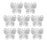 QUARKZMAN 8 Piezas de Parches de Mariposa con Estrás Parches de Mariposa para Planchar Parches de Aplicaciones de Ropa para Reparación y Decoración 4x4.5cm Plata