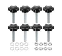 QUARKZMAN 8 Piezas De Perno De Estrella Con Tuercas Y Arandelas M10 X 40mm Métrico Zincado De Acero Al Carbón Rosca Macho 38mm Cabeza Plástica De 6 Estrellas Pernos De Manija Negro