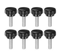 QUARKZMAN 8 Piezas de Pomos de Sujeción Moleteados M8 x 25mm Métricos de Acero al Carbono con Rosca Macho Tornillo de Pulgar Tipo Tornillo de Mano Roscadode 25mm Negros