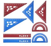 QUARKZMAN 8 Piezas Juego De Reglas Triangulares 20cm Aleación De Aluminio Recto Transportador Geométrico Escuadra De Ingeniería Escala Juego De Reglas Para Dibujo Herramienta