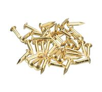 QUARKZMAN 80pcs Pequeños Clavos Dorados, 15x2.8mm(L*D) Clavos Dorados de Cabeza Redonda de Latón Clavos de Hardware para Madera Muebles Manualidades Bricolaje Marco de Fotos, Tono de Latón