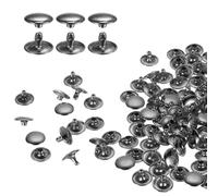 QUARKZMAN 80pcs Remaches de Doble Tapa, 12x8mm Tubulares para Cuero Cabeza Redondo Corchetes de Presión Sujetadores para Reparación Decoración Artesanía Ropa Cinturones Bricolaje, Gris