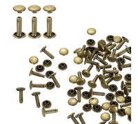 QUARKZMAN 80pcs Remaches de Doble Tapa, 8x12mm Tubulares para Cuero Cabeza Redondo Corchetes de Presión Sujetadores para Reparación Decoración Artesanía Ropa Cinturones Bricolaje, Cobre