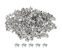 QUARKZMAN 80pcs Tachuelas de Pirámide Cuadrado, 4mm Remaches de Punta Cuadrada Tachuelas para Ropa Cuero Picos de Estilo Punk de Cobre para Cinturones Prendas Manualidades, Plata