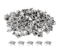 QUARKZMAN 80pcs Tachuelas de Pirámide Cuadrado, 8mm Remaches de Punta Cuadrada Tachuelas para Ropa Cuero Picos de Estilo Punk de Cobre para Cinturones Prendas Manualidades, Plata