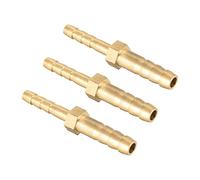 QUARKZMAN 8mm a 6mm Diámetro Recto Latón Espiga Manguera Montaje Reductor x 3uds Recto Conector Adaptador para Manguera Conexión, Conector de Lengüeta de Latón [Dorado Tono]