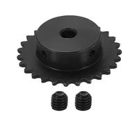 QUARKZMAN 8mm ID ANSI #25 Piñón De Cadena Con Rodillos 57.5mm OD Negro | Acero Al Carbono C45, 27 Dientes, #25 Piñón De Cadena Con Rodillos