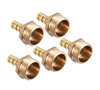 QUARKZMAN 8mm Púas a G1/2 Macho Rosca Tubería x 5uds Recto Latón Espiga Manguera Accesorio para Aire Agua Combustible Neumática Manguera, Oro