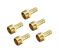 QUARKZMAN 8mm Púas x 3/8 PT Macho Rosca Latón Espiga Manguera Montaje x 5uds Tubo Conector Adaptadores para Manguera Conexión, Conector de Lengüeta de Latón [Dorado Tono]