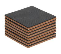 QUARKZMAN 8pcs Almohadillas para Muebles Fieltro Y EVA 2 1/2" (65mm) Cuadradas Protectores Pisos Madera Autoadhesivos para Proteger Suelos Madera Patas Mesa Marrón+Negro