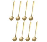 QUARKZMAN 8Pcs Cucharas De Flores De Acero Inoxidable 5 Pulgadas Forma De Crisantemo Cuchara Pequeña De Café Cuchara De Postre Para Espresso Azúcar Pastel Dorado