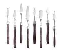 QUARKZMAN 8pcs Espátula De Pintura Con Punta Y Cabeza Plana Hoja De Acero Inoxidable Mango De Plástico Espátula De Pintura Para Óleo Acrílico Lienzo, Rojo