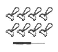 QUARKZMAN 8Pcs Ganchos Giratorios, 20mm (3/4 Pulgada) Anillo D Gancho Desmontable Gancho De Metal Pinza De Langosta Con Destornillador Para Hacer Bolsos Llavero, Negro