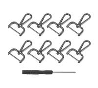 QUARKZMAN 8Pcs Ganchos Giratorios, 32mm (1.25 Pulgadas) Anillo D Gancho Desmontable Gancho De Metal Pinza De Langosta Con Destornillador Para Hacer Bolsos Llavero, Negro
