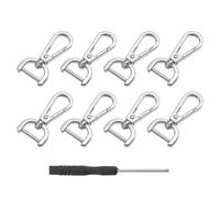 QUARKZMAN 8Pcs Ganchos Giratorios, Anillo D Desmontable De 15mm (5/8 Pulgada) Gancho De Metal Con Herramienta Para Hacer Bolsos Y Llaveros, Plata