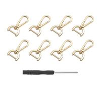 QUARKZMAN 8Pcs Ganchos Giratorios Con Mosquetón, 15mm (5/8 Pulgada) Anillo D Mosquetón Desmontable Gancho De Metal Pinza De Langosta Con Destornillador Para Hacer Bolsos Llaveros, Oro Claro