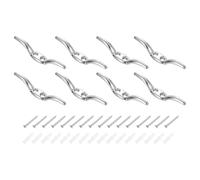 QUARKZMAN 8Pcs Grapas para Cuerda Persiana 65x10mm Portacuerdas Seguridad para Persiana Holder Aleación Zinc Ganchos para Cuerda Ventana con Tornillos para Cortinas Plata