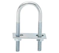 QUARKZMAN 8Pcs Pernos en U Redondos M8, Ancho Interior de 34mm, Longitud de 100mm Perno de Abrazadera en U con Tuercas y Placas, de Acero al Carbono para Reparación Tuberías y Industriale