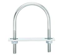 QUARKZMAN 8Pcs Pernos en U Redondos M8, Ancho Interior de 63mm, Longitud de 110mm Perno de Abrazadera en U con Tuercas y Placas, de Acero al Carbono para Reparación Tuberías y Industriale