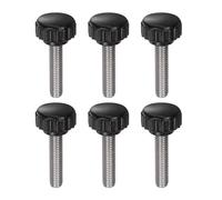 QUARKZMAN 8pcs Tornillo Moleteado, M6x25mm Tornillo de Pulgar de Rosca Macho Pomos de Sujeción Moleteados Métricos de Acero Inoxidable Perilla de Perno de Estudio Tornillo de Apriete, Negro