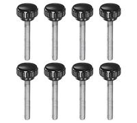 QUARKZMAN 8uds Moleteadas Sujeción Perillas M6 x 50mm Macho Rosca 20mm Cabeza Agarre Plástico Métrico Mariposa Tornillo Perno Perillas Roscado Perno Manijas, Negro