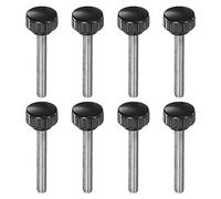 QUARKZMAN 8uds Moleteadas Sujeción Perillas M8 x 60mm Macho Rosca 25mm Cabeza Agarre Plástico Métrico Mariposa Tornillo Perno Perillas Roscado Perno Manijas, Negro