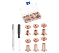 QUARKZMAN 90 juegos de tornillos Chicago de piel, M5 de 3/16 pulgadas, encuadernación para cinturón, tornillos de metal para artesanía de cuero, bolsos, zapatos, cartera, encuadernación de libros, oro
